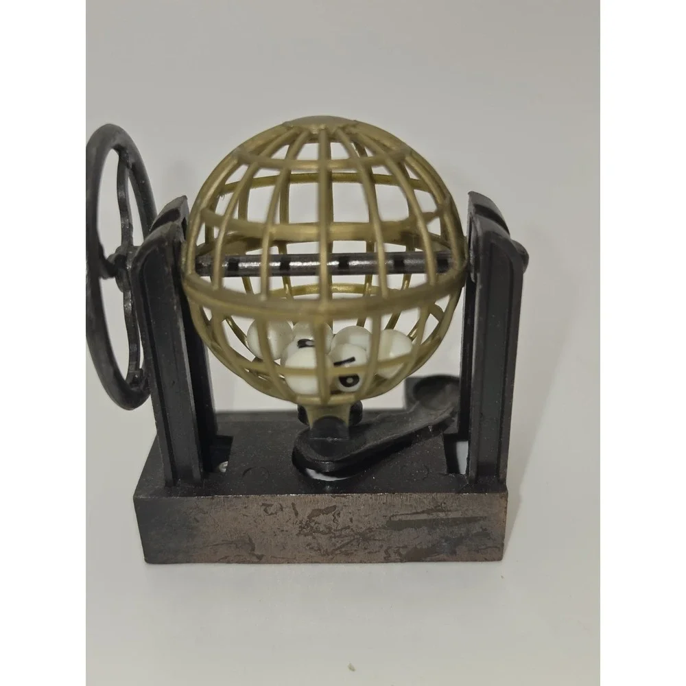 VINTAGE Diecast Bronze Color Metal Pencil Sharpener BINGO BALL CAGE LOTTERY